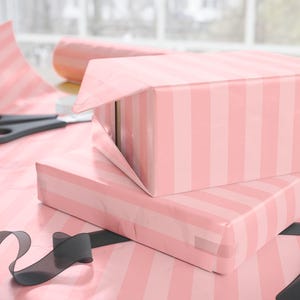 Rosa gestreiftes Geschenkpapier, elegante Geschenkverpackung für Valentinstag, Babyparty, Geburtstag, Jahrestag, dekorative Feiertagsgeschenkverpackung
