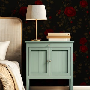 Dark Romantic Wallpaper Floral Gothic Wallpaper Moody Vintage Wall Mural Victorian Aesthetic Decor Red Roses Wallpaper Dark Academia