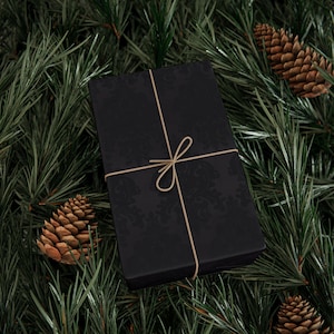 Black Damask Wrapping Paper, Elegant Gothic Gift Wrap image 8