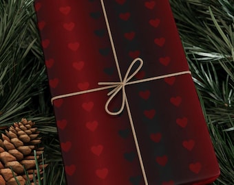 Gothic Valentine Wrapping Paper: Red & Black Heart Gift Wrap