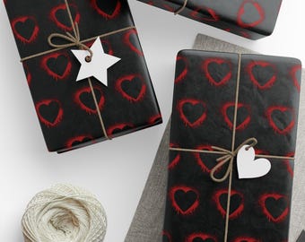 Gothic Heart Wrapping Paper: Dark Romance, Dripping Hearts Gift Wrap
