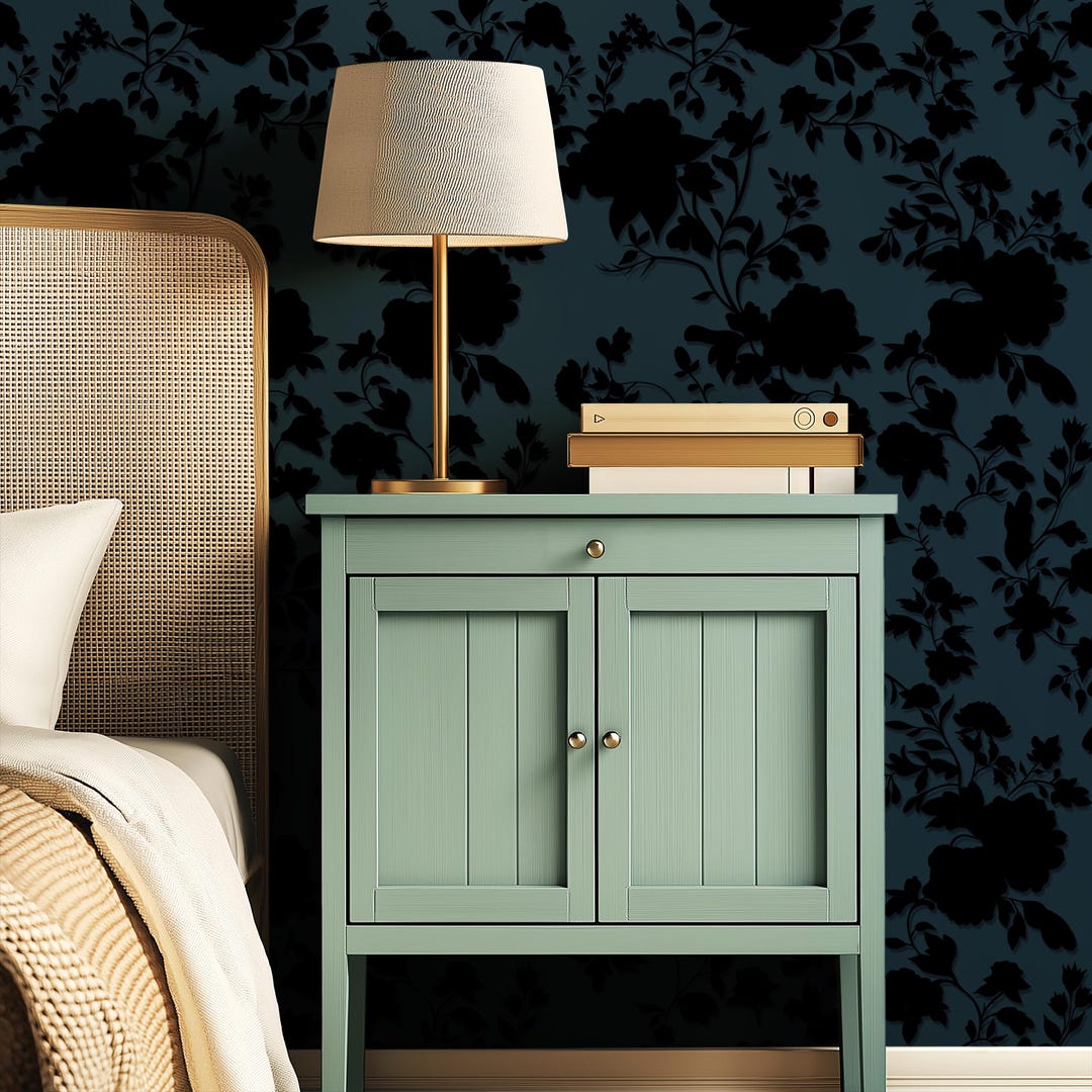 Moody Gothic Floral Wallpaper: Dark Botanical Peel and Stick Wall Mural ...