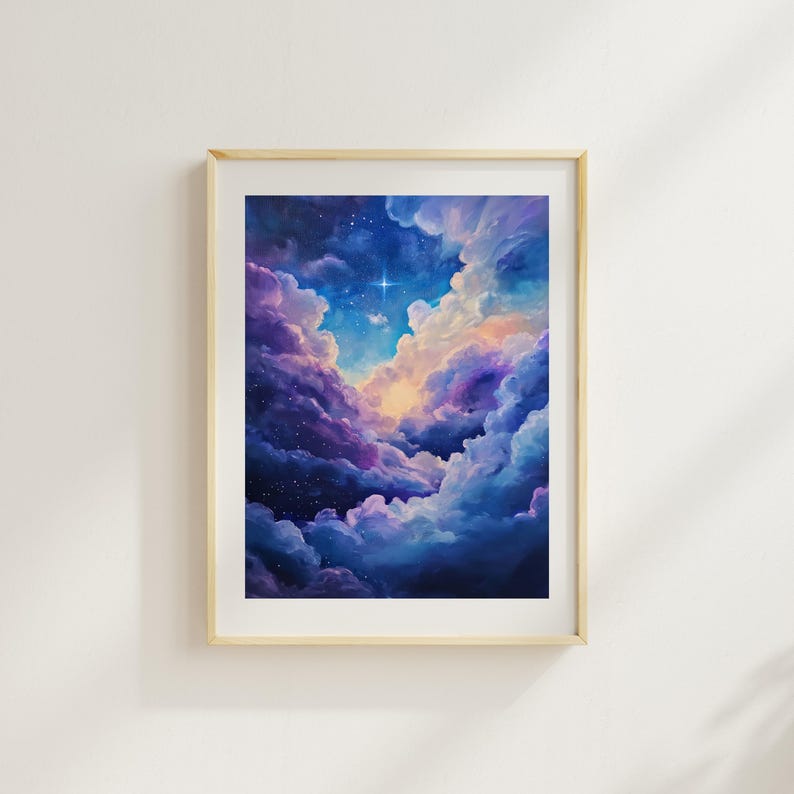 Starry Night Sky Art Print | Dreamy Celestial Wall Decor (digital ...