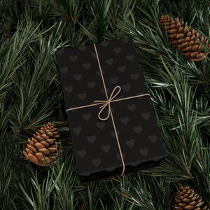 Gothic Black Heart Wrapping Paper, Elegant Valentine's Gift Wrap image 5