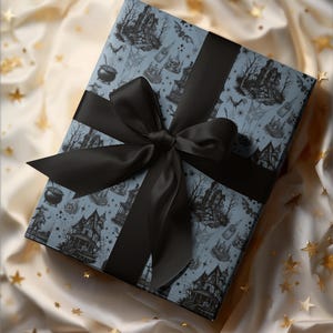 Vintage Halloween Wrapping Paper Gothic Haunted House Gift Wrap Spooky Goth Halloween Decor Paper