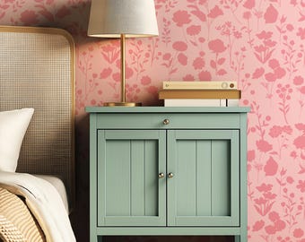 Peel-and-Stick-behang babyroze bloemen: Blush botanische muurschildering
