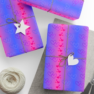 Vibrant Heart Wrapping Paper, Valentines Day Gift Wrap, Birthday Girl Wrapping Paper, Anniversary Gift Wrap, Colorful Decorative Paper