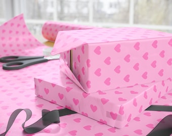 Pink Heart Wrapping Paper: Valentine's Day, Baby Shower, Wedding