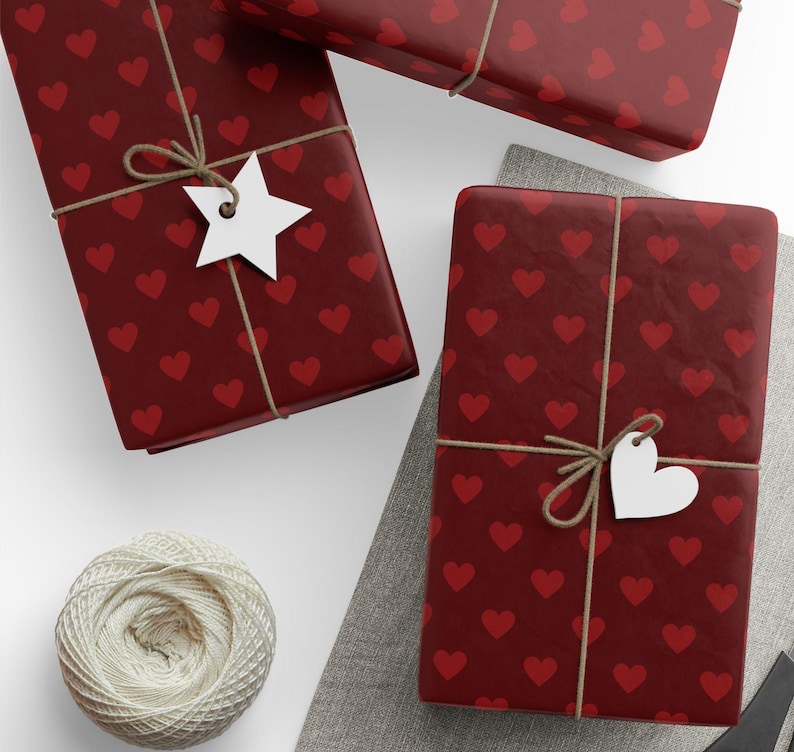 Red Heart Wrapping Paper: Romantic Valentine's Gift Wrap image 2