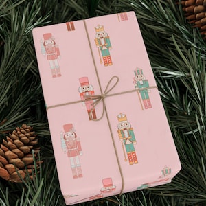 Nutcracker Wrapping Paper Vintage Christmas Paper Nutcracker Decor Nutcrackers Holiday Gift Wrap Pink Christmas Wrapping Paper Rolls