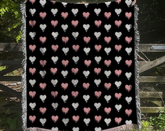 Melting Heart Woven Blanket: Pastel Goth Valentine's Decor