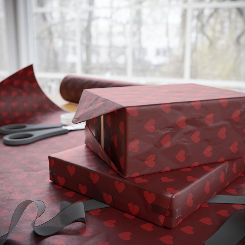 Red Heart Wrapping Paper: Romantic Valentine's Gift Wrap image 12