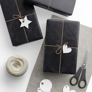 Black Damask Wrapping Paper, Elegant Gothic Gift Wrap image 6