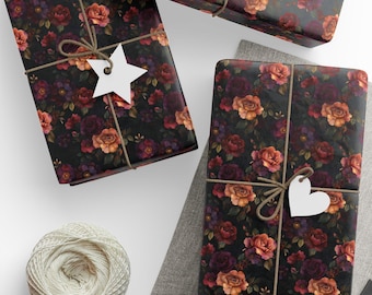 Dark Floral Wrapping Paper: Vintage Roses, Gothic Gift Wrap