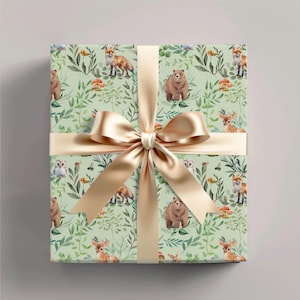 Woodland Animal Wrapping Paper Forest Creatures Gift Wrap for Baby Shower Birthday Nursery