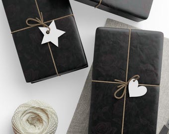 Gothic Black Rose Wrapping Paper - Dark Romantic Floral Gift Wrap