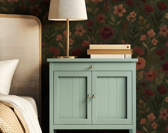 Moody Floral Wallpaper: Dark Green & Burgundy Victorian Wall Mural