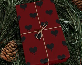 Gothic Dripping Heart Wrapping Paper: Dark Valentine Gift Wrap