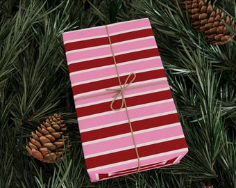 Pink & Rot gestreiftes Geschenkpapier