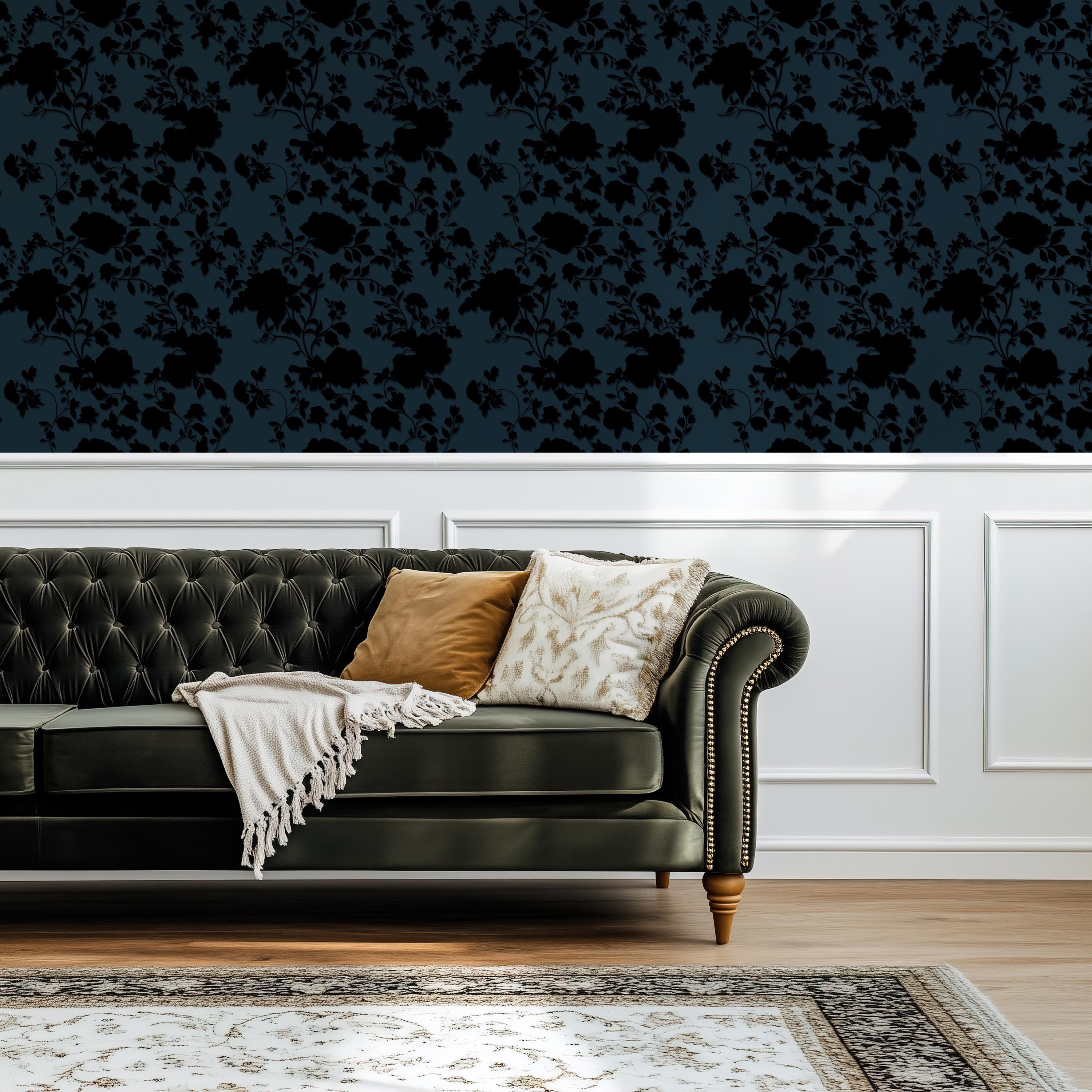 Moody Gothic Floral Wallpaper: Dark Botanical Peel and Stick Wall Mural ...
