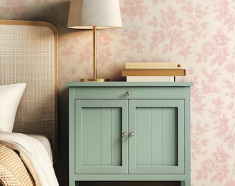 Pink Toile Wallpaper: French Cottagecore Floral Wall Mural, Peel and Stick or Paste