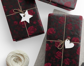 Dark Red Rose Wrapping Paper - Gothic Valentine's Day Gift Wrap