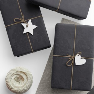 Black Damask Wrapping Paper, Elegant Gothic Gift Wrap image 9