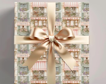 French Cafe Wrapping Paper: Parisian Floral Architecture Gift Wrap