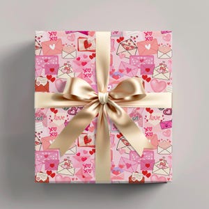 Papel de regalo para San Valentín, papel de regalo con cartas de amor, papel de regalo romántico, papel de regalo para aniversario de boda, papel de sobre con garabatos de amor, lindo rosa