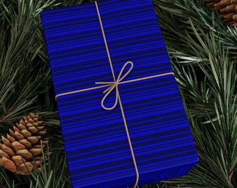 Royal Blue Striped Wrapping Paper: Elegant Gift Wrap