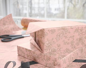 Blush Rose Wedding Wrapping Paper: Vintage Floral Gift Wrap