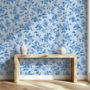 Baby Blue Wallpaper Vintage Floral Wallpaper Peel and Stick Elegant Toile Wallpaper French Country Decor Nursery Wallpaper Bathroom
