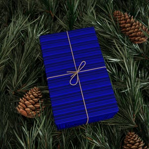 Royal Blue Striped Wrapping Paper: Elegant Gift Wrap