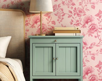 Vintage Pink Floral Toile Wallpaper: Romantic French Country Peel and Stick