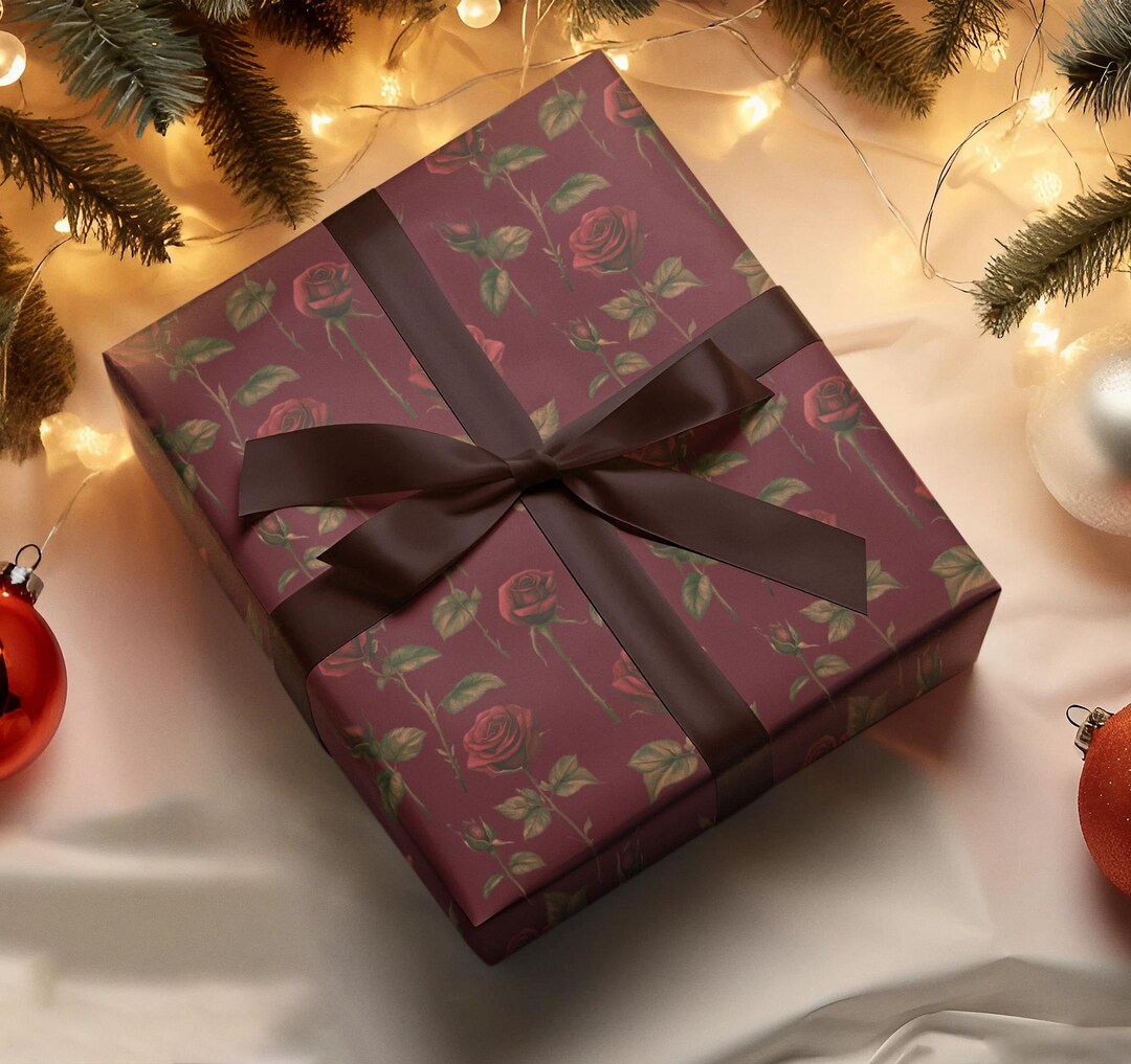 Red Rose Wrapping Paper: Gothic Floral Fine Art Gift Wrap - Etsy