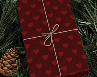 Red Heart Wrapping Paper: Romantic Valentine's Gift Wrap