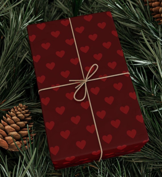Red Heart Wrapping Paper: Romantic Valentine's Gift Wrap