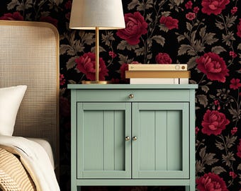 Victorian Gothic Floral Wallpaper Mural: Dark Academia Peel & Stick