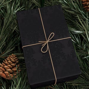 Black Damask Wrapping Paper, Elegant Gothic Gift Wrap image 3