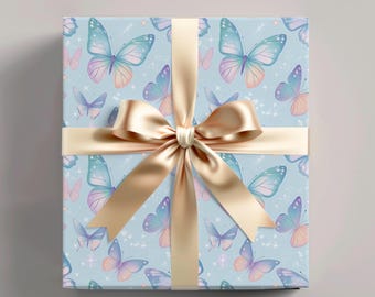 Butterfly Wrapping Paper: Pastel Whimsical Gift Wrap