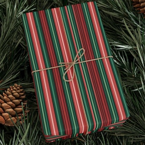 Kerstcadeaupapier Kerstcadeaupapier Cadeaupapier Snoep Streep Cadeaupapier Feestdagen Retro Vintage Kerstcadeaupapier Uniek