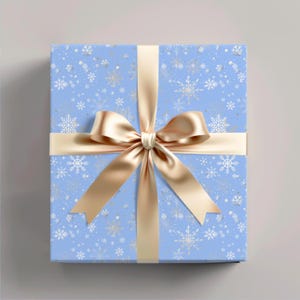 Elegant Snowflake Wrapping Paper Blue Christmas Gift Wrap Winter Holiday Present Wrap Luxe Foil Look Festive Packaging Christmas Paper