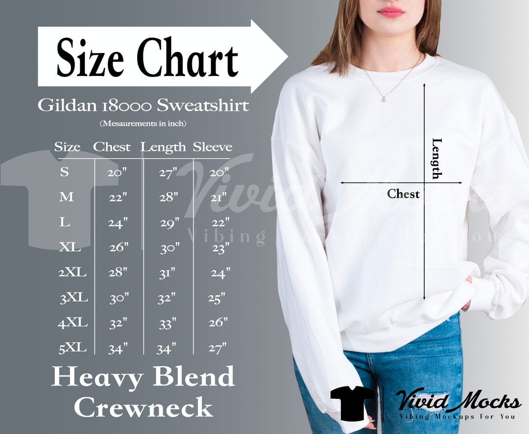 Gildan 18000 Size Chart Gildan 1800 Sweatshirt Sizing Guide Heavy