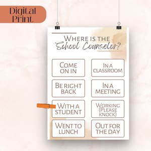 Personalized School Counselor Sign | Where is the School Counselor? | Hanger for Counselor Door | School Counselor Door Sign