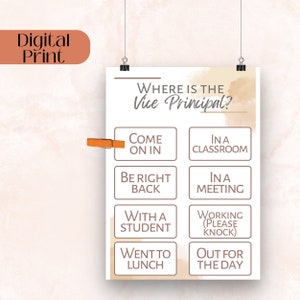 Vice Principal Door Sign | Office Where is the Vice Principal sign | Hanger for Vice Principal Decor Signs | Gift for School Staff | VP
