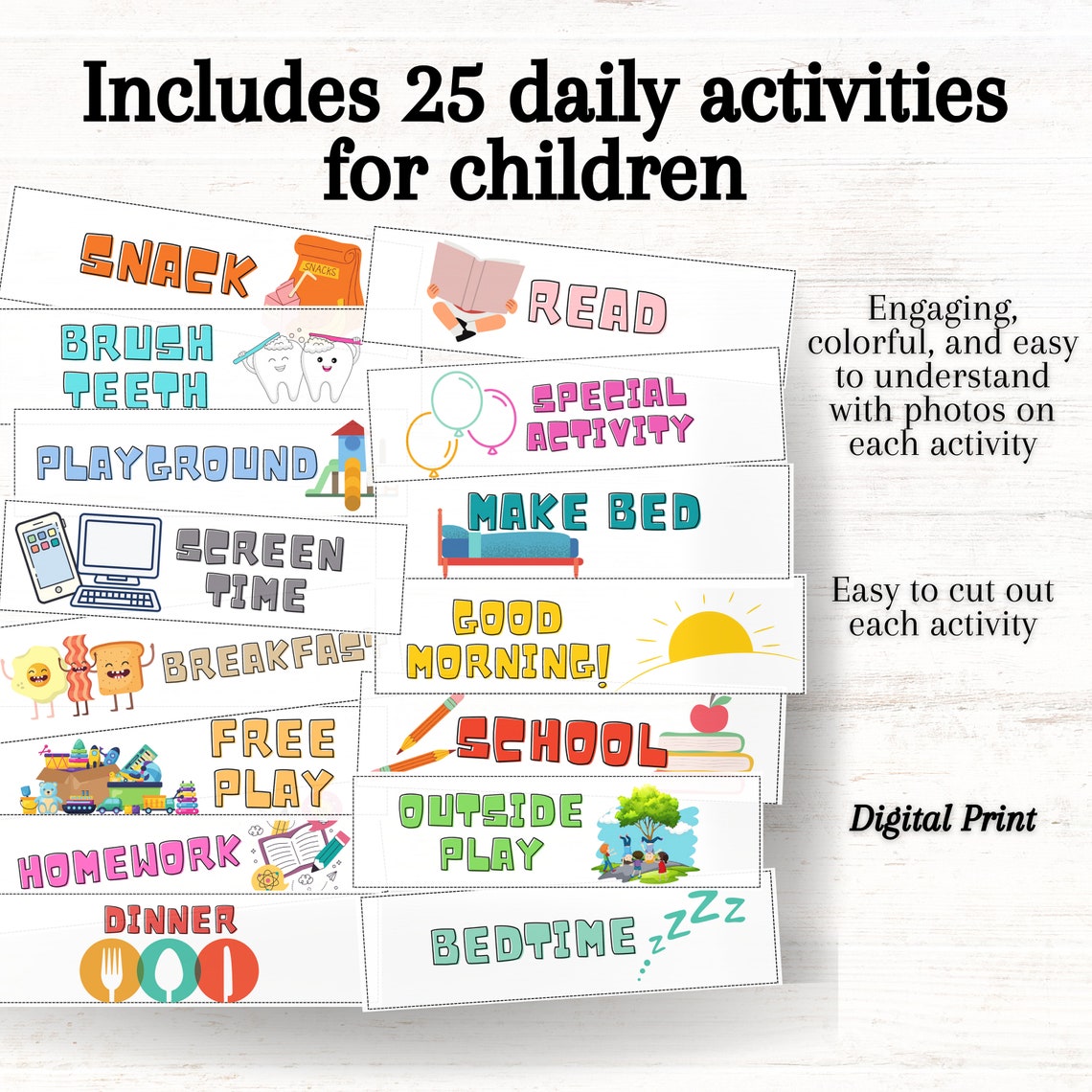 Visual Schedule for Kids Daily Routine Chart Printable Preschoolers ...
