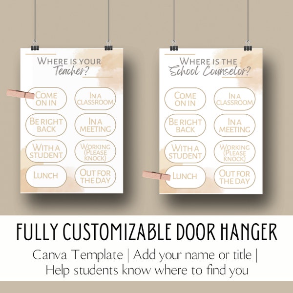 Personalized School Counselor Sign | Where is the teacher? | Teacher door hanger | School Counselor Door Sign | School Office Staff Decor