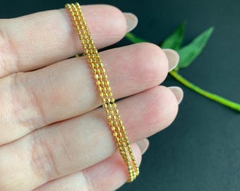 Collar de cadena ajustable de 55 cm chapado en oro con cuentas / Cadena minimalista para uso diario / Compatible con colgantes de jade / Listo para regalar