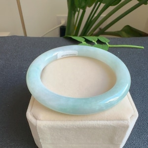 Burmese Jadeite Icy Green Bangle Size 58.3mmNatural A Jade Jewelry With Certificate Gift for Her