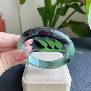 Myanmar Jadeite Bangle Bracelet: Icy Wuji Green Size 55.7mm Certified Grade A With Certificate Last Minute Christmas Gift 2025